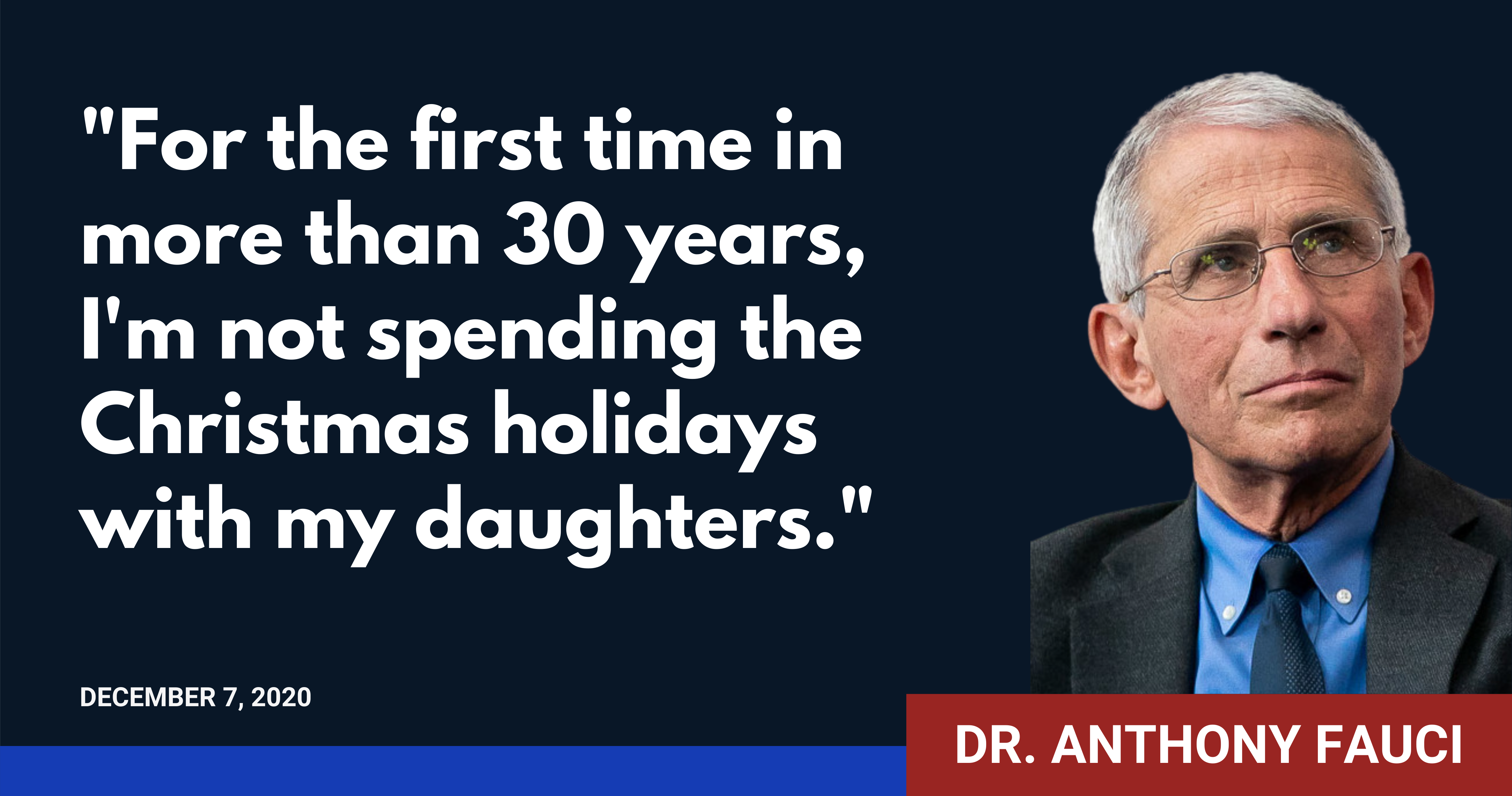 Dr. Anthony Fauci has changed his holiday plans due to COVID-19.