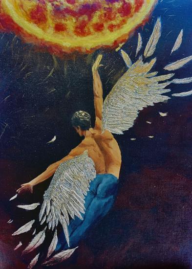 Ava Burbank_The Fall of Icarus_Acrylic Paint on Canvas Panel